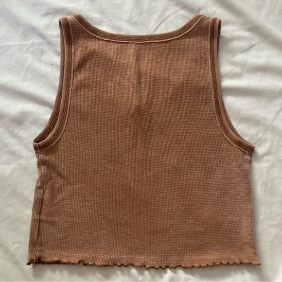 American Eagle Outfitters Brown Ribbed Cropped Tank Top Size Medium - Picture 2 of 3
